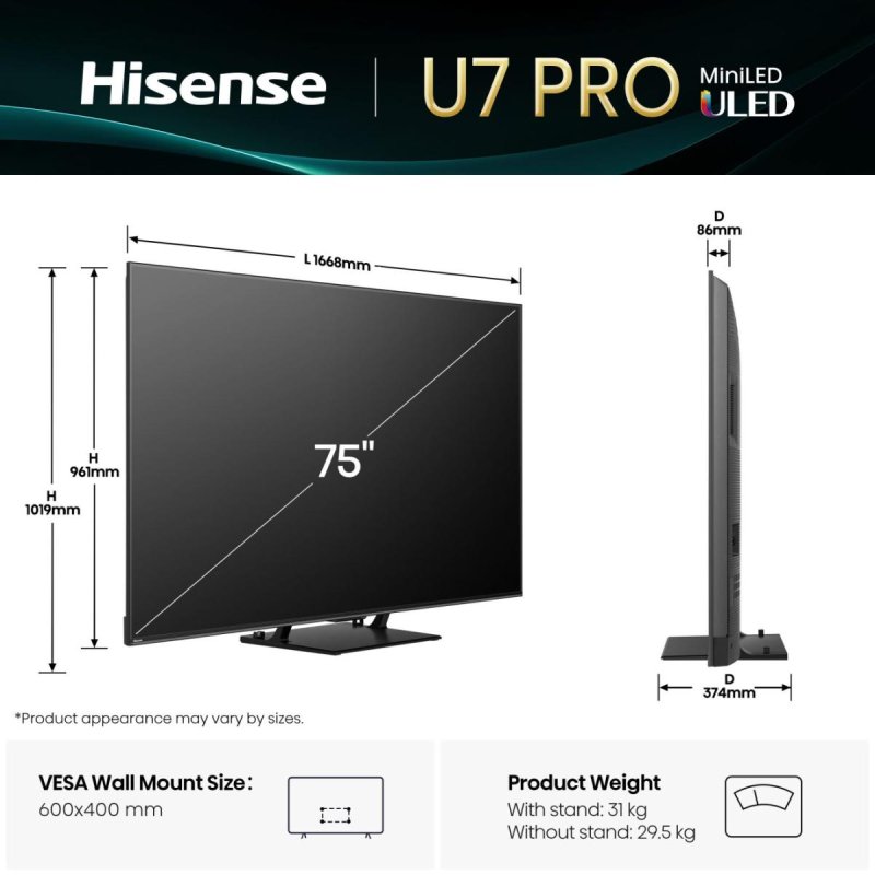 Hisense  TV 75U7Q PRO