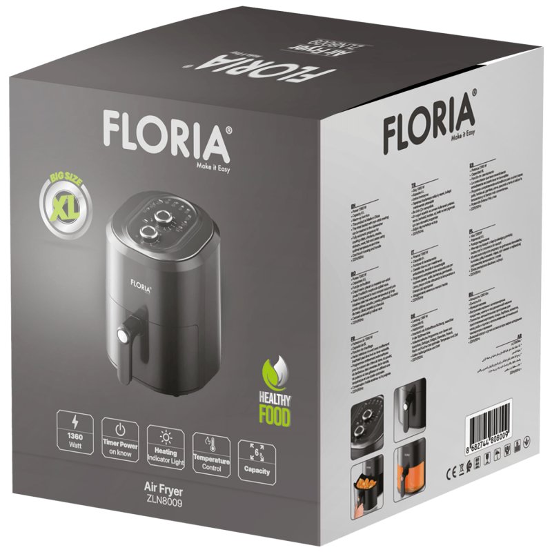 Floria, Friteza na vrući zrak, Air Fryer, 1360 W, zapremina 6 l., 32063/ZLN8009