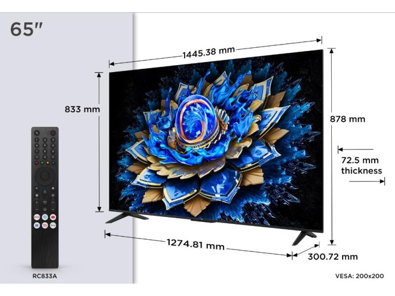 TCL 4K QLED Google TV, 65T69C + S45HE TCL Soundbar DTS Virtual X Dolby Atmos 100