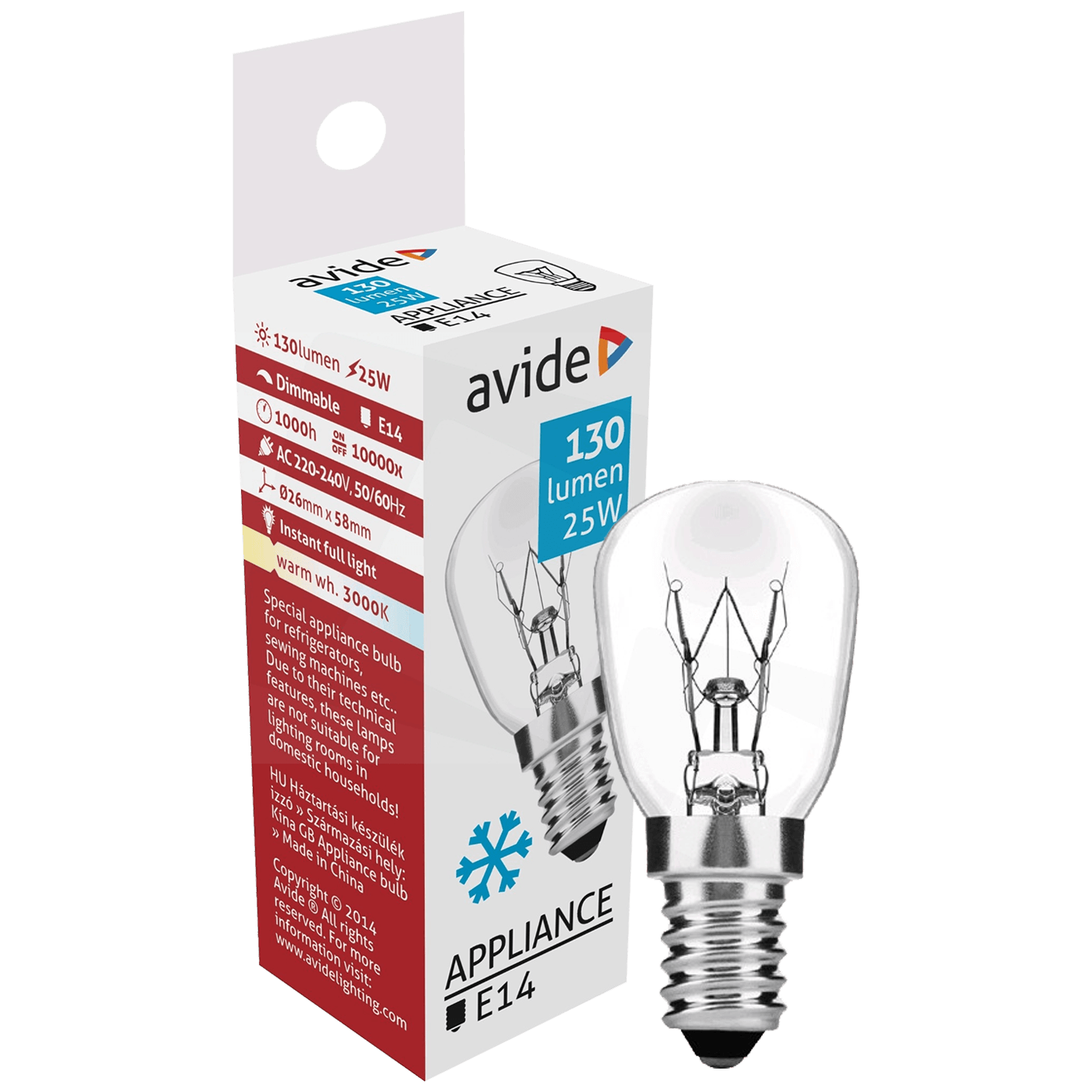 Avide sijalica za hladnjak, LED 25W, E14, 3000K, IP20