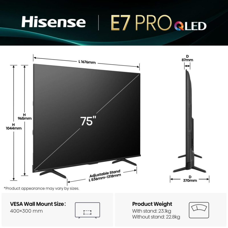 Hisense QLED 75E7Q PRO