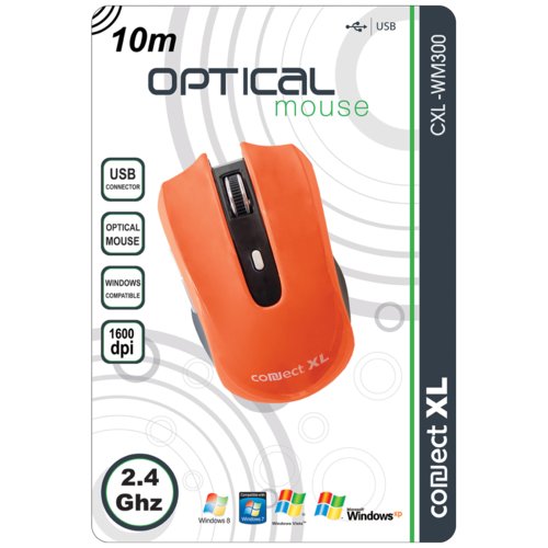 Connect XL miš optički, 1600dpi, narandžasta boja 1755/CXL-WM300