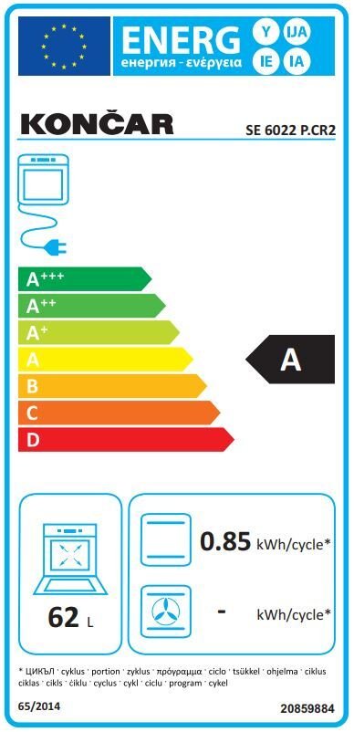 Končar kombinovani štednjak, crni SE 6022 P.CR2, TXCP00