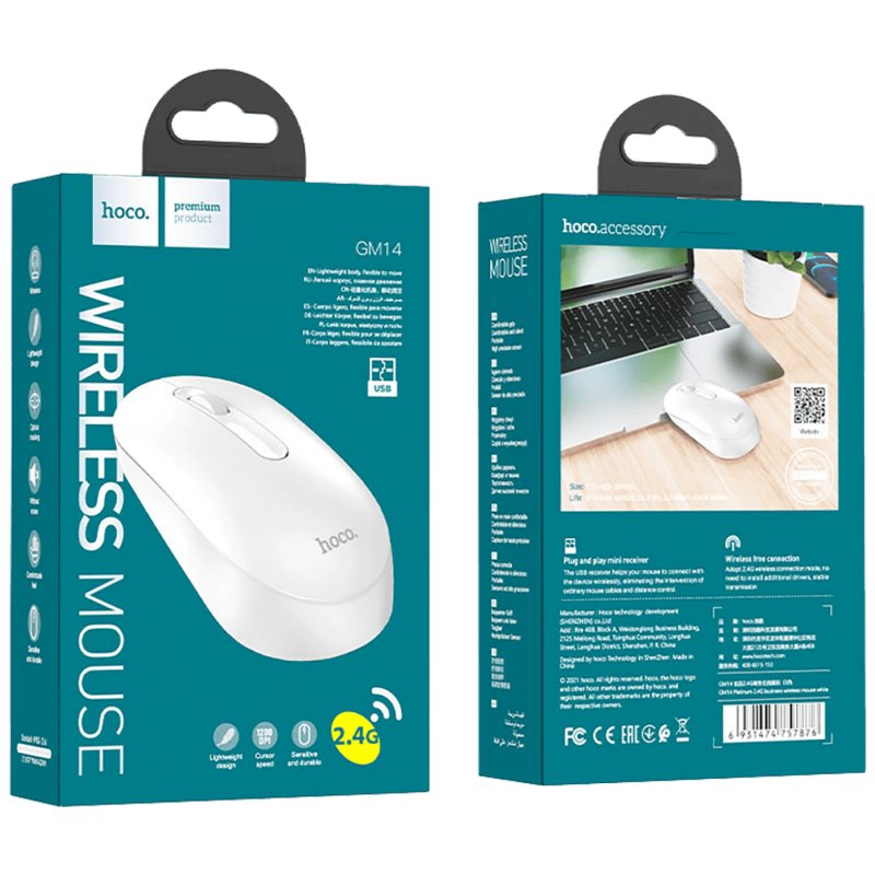 Hoco bežični miš G14 Platinum White 18460/GM14 WHITE