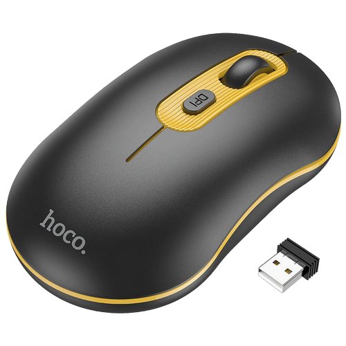 Hoco bežični miš optički 1600 dpi 2,4 GHz, USB nano Black/Yellow